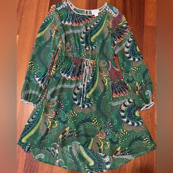 Anthropologie Maeve mini green printed floral dress Size 6 - Picture 2 of 8